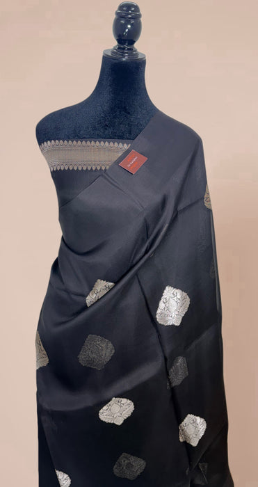 Black Pure Kora Organza Banarasi Handloom Saree