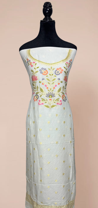 Pure Katan Silk Banarasi Suit - Designer Meenakari