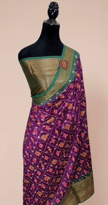 Magenta Pure Cotton Banarasi Handloom Saree - All over Embroidery