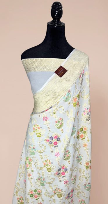 Khaddi Georgette Banarasi Handloom Saree - Designer Meenakari Jaal
