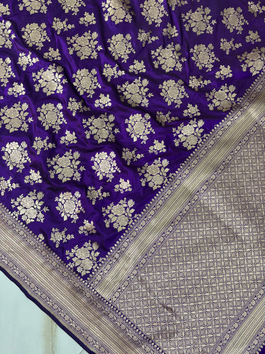 Purple Pure Katan Silk Banarasi Handloom Saree