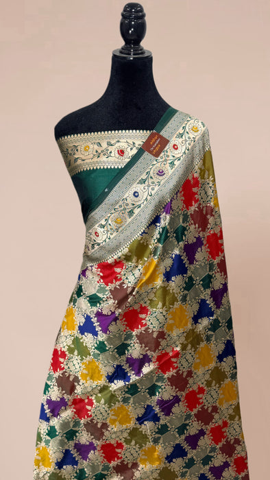 Bottle Green Pure Katan Banarasi Handloom Saree - Rangkat