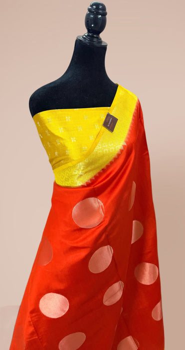 Red Pure Raw Mango Banarasi Handloom Saree - Designer Motifs
