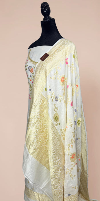Pure Katan Silk Banarasi Suit - Designer Meenakari