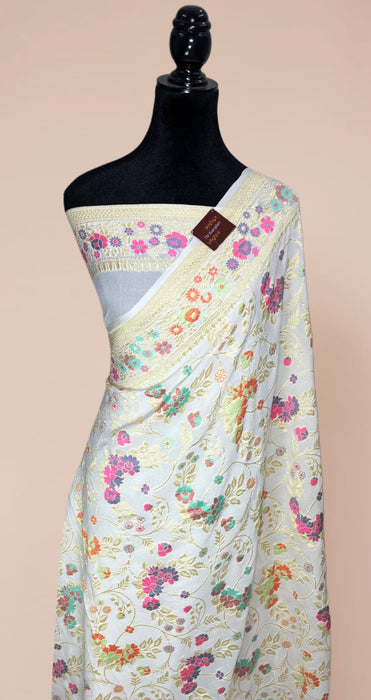 Khaddi Georgette Banarasi Handloom Saree - Designer Meenakari Jaal