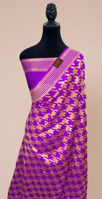 Purple Pure Mashru Banarasi Handloom Saree - Designer Saree