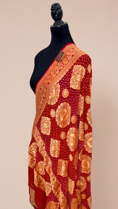 Pure Georgette Bandhani Banarasi Handloom Dupatta