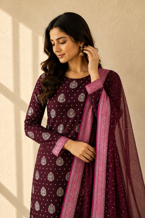 Pure Khaddi Georgette Banarasi Suit