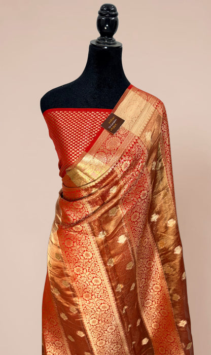 Red Pure Tissue Chiniya Banarasi Handloom Saree