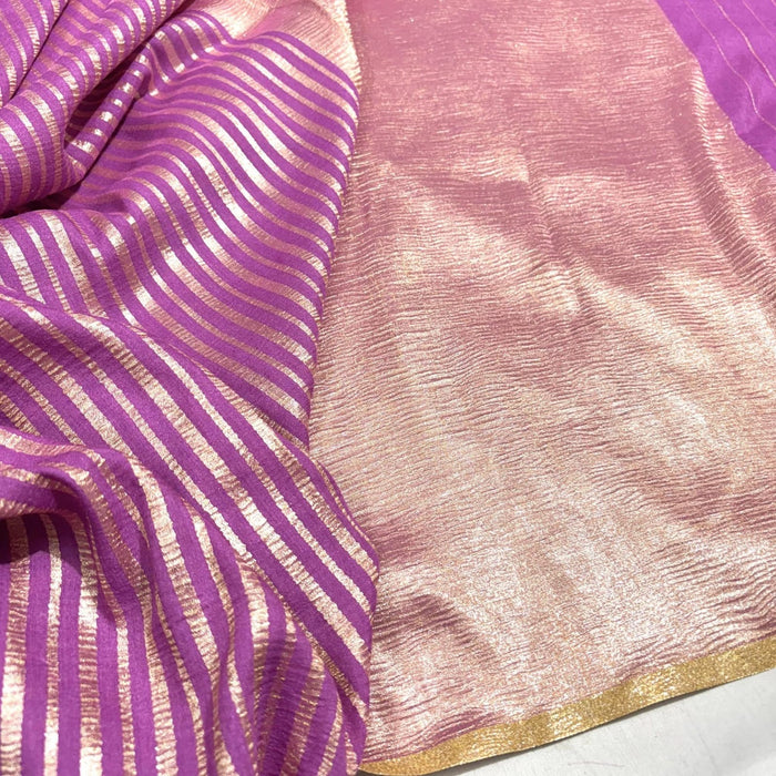 Pure Banarasi Tissue Munga Handloom Saree - Designer Work
