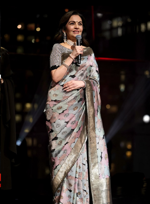 Nita Ambani Black Pure Katan Banarasi Handloom Saree - Designer Tanchui Meenakari Work