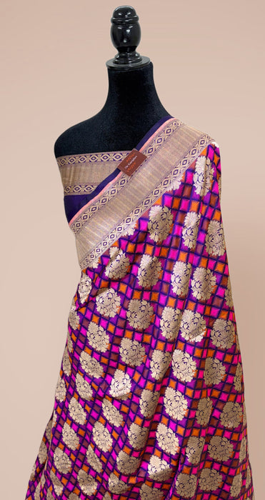 Pure Katan Banarasi Handloom Saree - Multi Meenakari