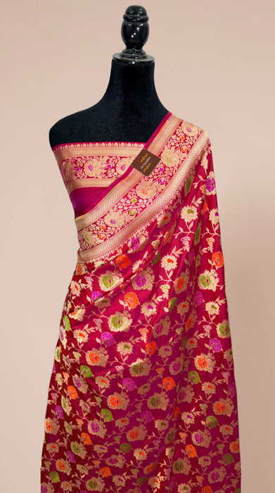 Rani Pure Katan Banarasi Handloom Saree - Meenakari Work