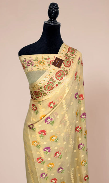 Pure Khaddi Chiffon Banarasi Saree