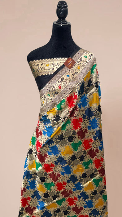 Black Pure Katan Banarasi Handloom Saree - Rangkat