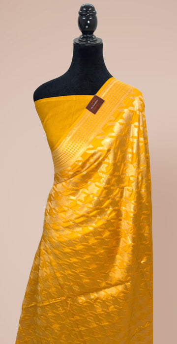 Gold Pure Mashru Banarasi Handloom Saree - Designer Saree