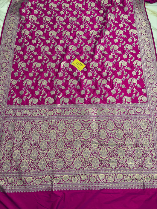 Rani Pure Katan Banarasi Handloom Saree - Sona Jaal Work