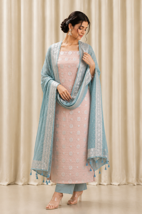 Plum Pure Khaddi Georgette Banarasi Suit