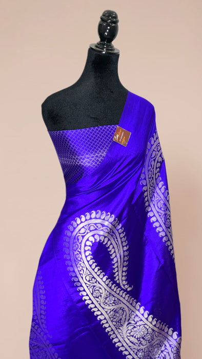 Royal Blue Pure Raw Mango Banarasi Handloom Saree - Designer Kayri