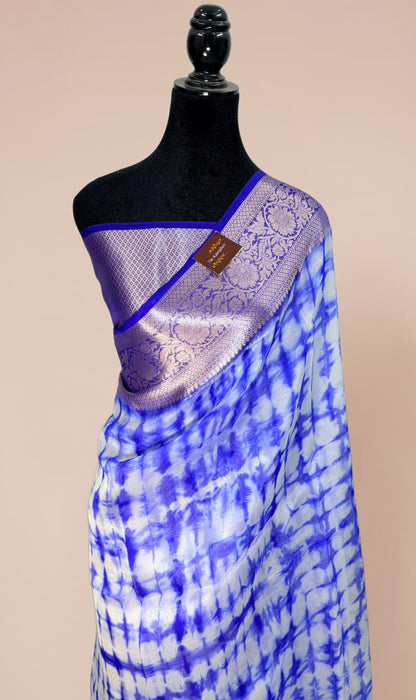 Blue Pure Kora Organza Banarasi Handloom Saree