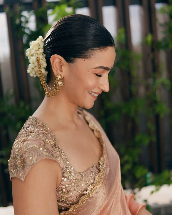 Alia Bhatt Pure Banarasi Tissue Handloom Saree - Designer Border