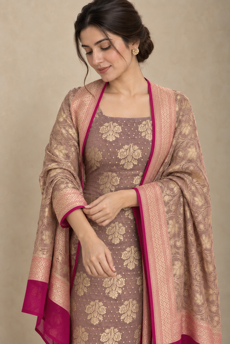 Pure Khaddi Georgette Banarasi Suit