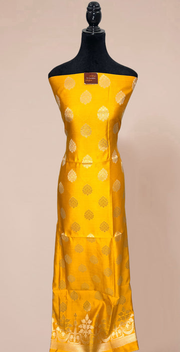 Red and Yellow Pure Chiniya Silk Banarasi Suit