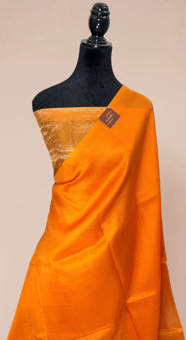Orange Pure Kora Banarasi Handloom Saree