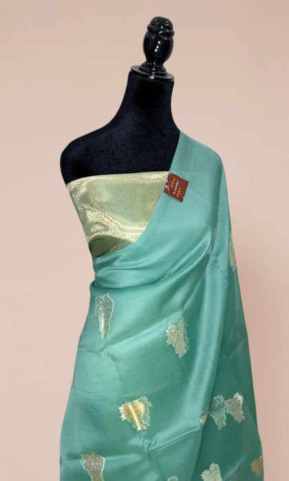 Pure Kora Banarasi Handloom Saree - Meenakari Motifs