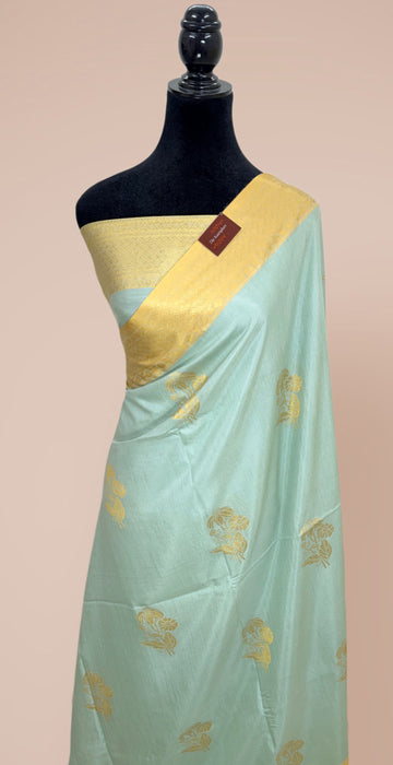 Cloudy Blue Pure Moonga Banarasi Handloom Saree - Designer Saree