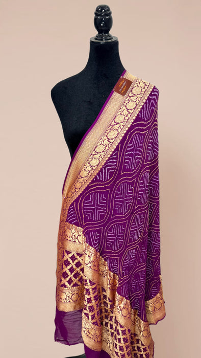 Pure Georgette Bandhani Banarasi Handloom Dupatta