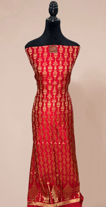 Red and Yellow Pure Chiniya Silk Banarasi Suit