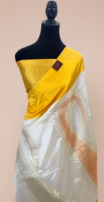 Pure Raw Mango Banarasi Handloom Saree - Designer Meena Kayri