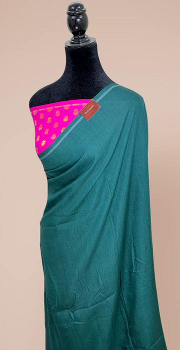 Bottle Green Pure Moonga Banarasi Handloom Saree - Designer Saree