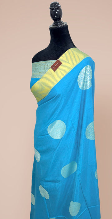 Blue Pure Moonga Banarasi Handloom Saree - Designer Saree
