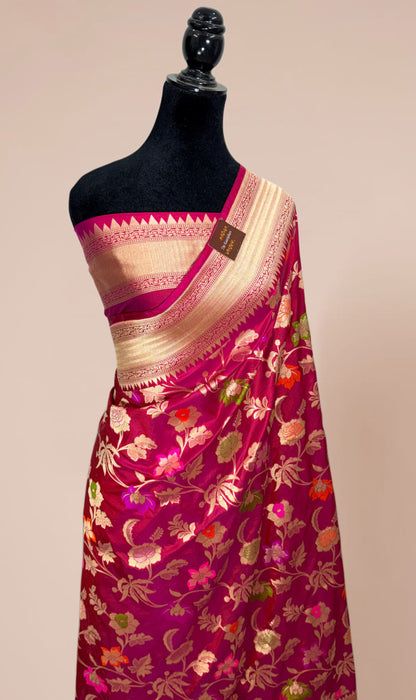 Rani Pure Katan Banarasi Handloom Saree - Meenakari Work