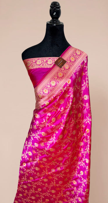 Rani Pure Katan Banarasi Handloom Saree - Meenakari Work