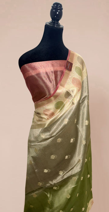 Pure Banarasi Tissue Handloom Saree - Hand filled Meenakari
