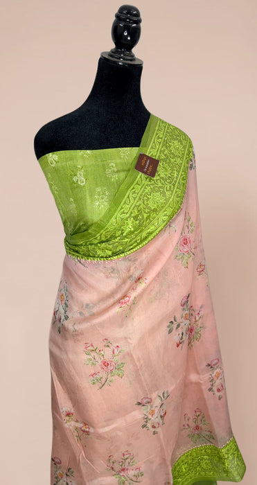 Pure Organza Banarasi Handloom Saree - Chikankari with Digital Print