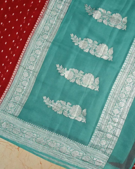 Pure Khaddi Georgette Banarasi Saree - Silver Zari