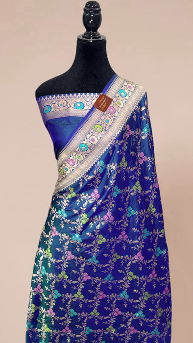 Dual Shade Pure Katan Banarasi Handloom Saree - Meenakari Work