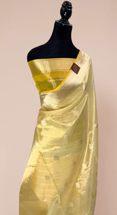 Pure Tissue Banarasi Handloom Saree - Kadhiyal Motifs
