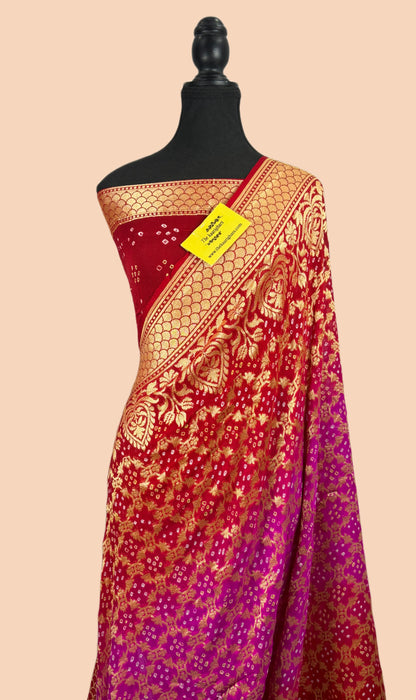 Buy Double shade bandhani saree