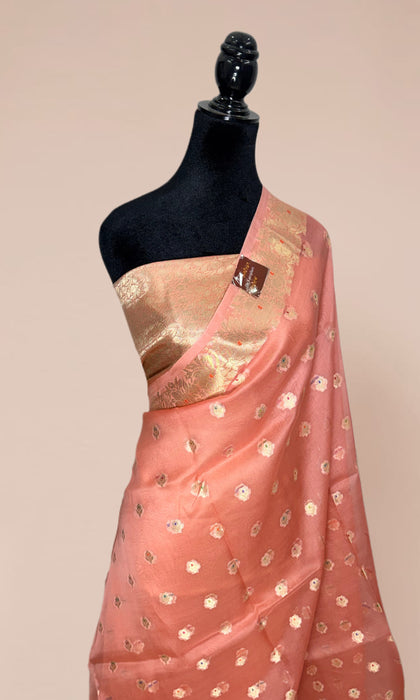 Pure Kora Banarasi Handloom Saree - Meenakari Motifs