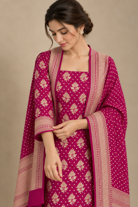 Pure Khaddi Georgette Banarasi Suit