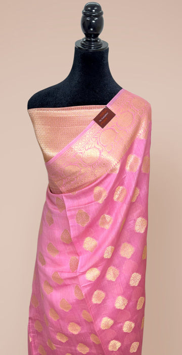 Pink Pure Silk Banarasi Handloom Saree