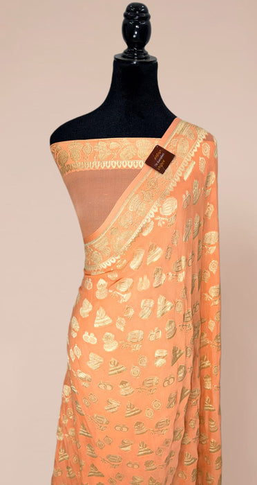 Pure Khaddi Georgette Banarasi Handloom Saree - Water Zari