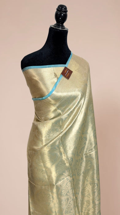 Light Blue Pure Banarasi Tissue Handloom Saree - Designer Brocade