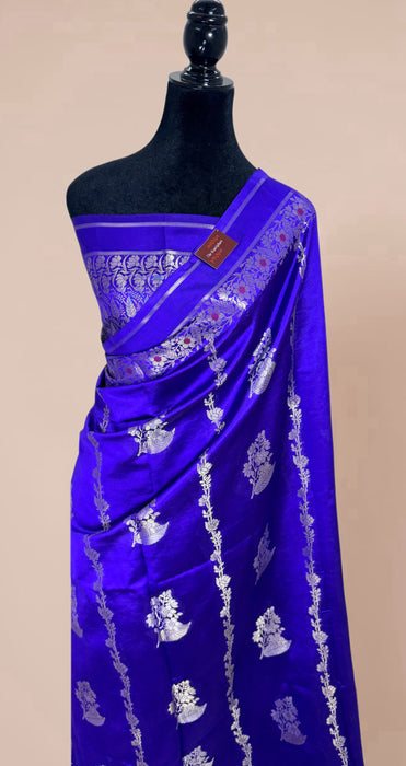 Royal Blue Pure Mango Katan Banarasi Handloom Saree