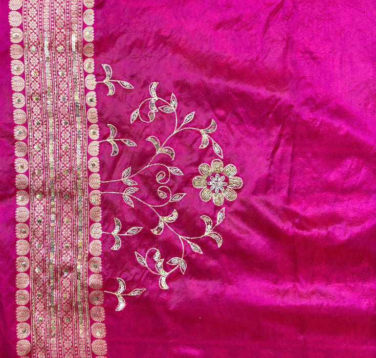 Pink Pure Katan Banarasi Handloom Saree - All over Zardozi